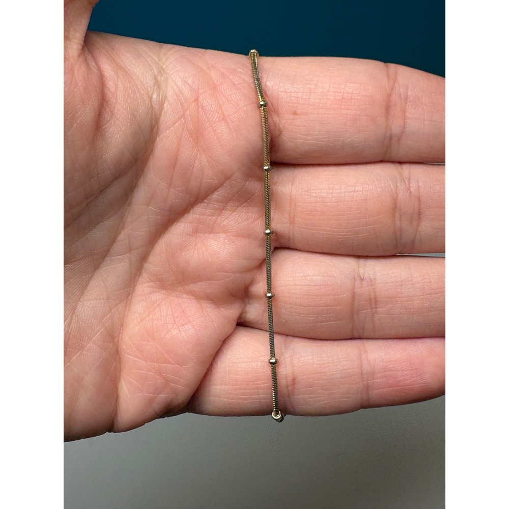 Avon Gold Tone Snake Chain Station Bead Bracelet Lobster Clasp 7.5 Inch